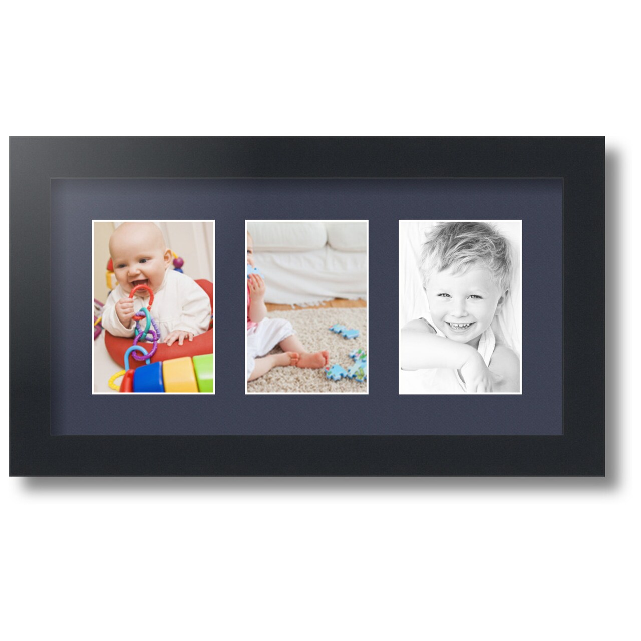 ArtToFrames Collage Photo Picture Frame with 3 - 3.5x5 inch Openings, Framed in Black with Over 62 Mat Color Options and Regular Glass (CSM-3926-29)